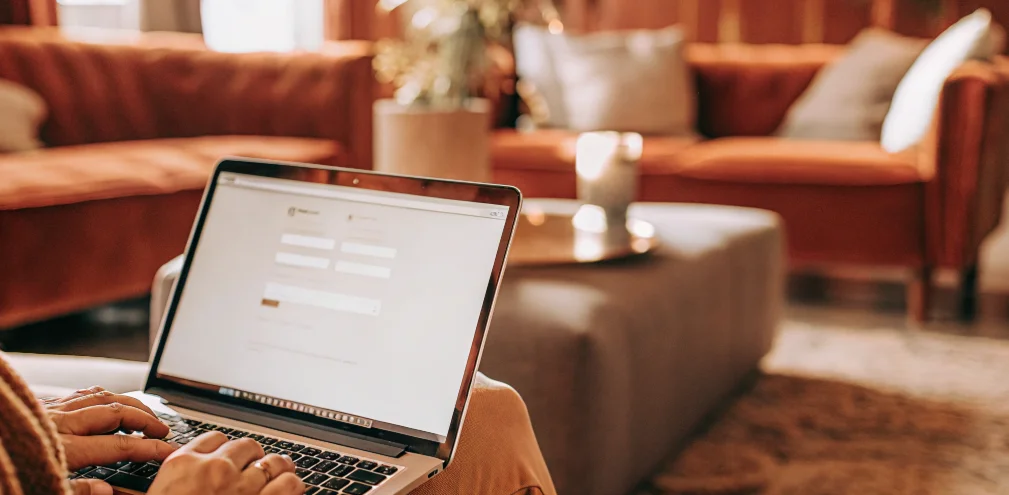 A person registering for an online casino without any verification documents on a laptop.