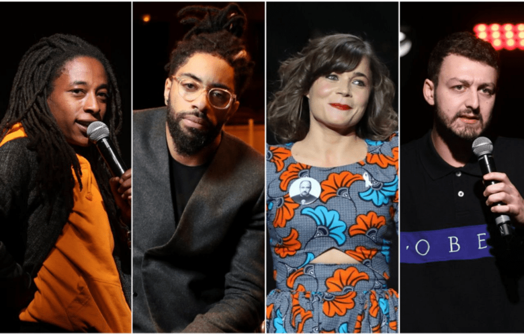 Scène de stand-up français contemporain illustrant l’évolution vers un humour plus introspectif et engagé.